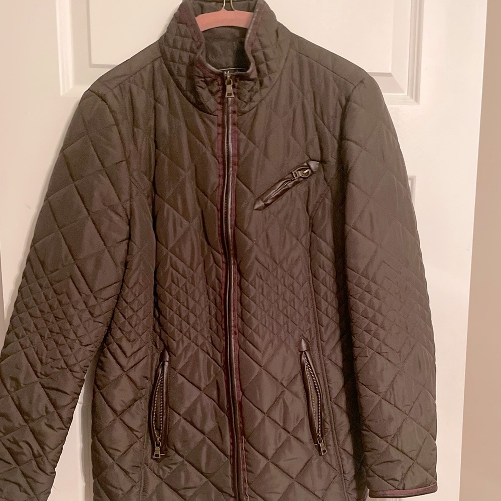 Moka Quilted Jacket with Leather Trim